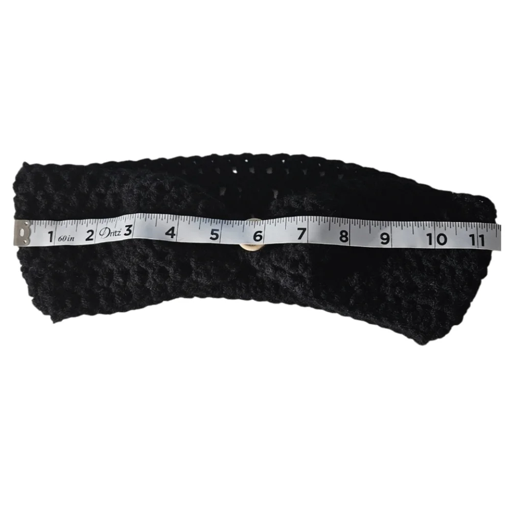 Hand Crafted 3 in 1 Hair accessory Black Crochet ear warmer Handmade headband